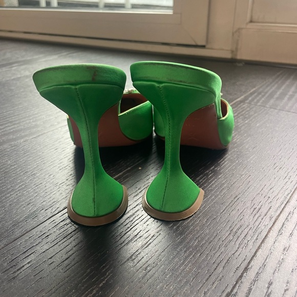 Amina Muaddi Begum Green “Frog” Satin Martini Heels 95mm Sz 38.5 - Picture 3 of 10